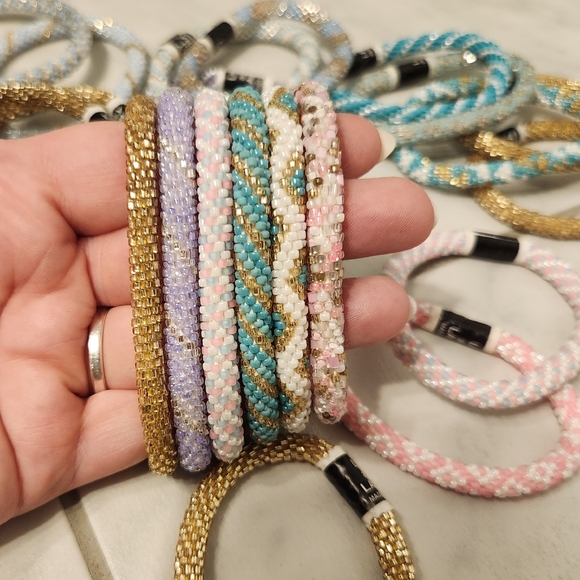 Lily and Laura Nepali Glass Crocheted Bracelets - Picture 9 of 13